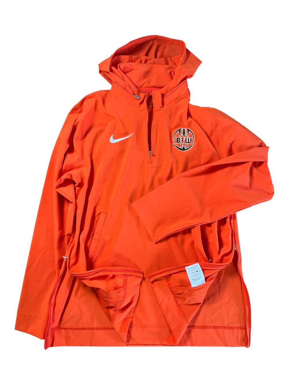 NIKE Orange 1/4 Zip Side Vent Hooded Track Jacket Anorak Men's Size S